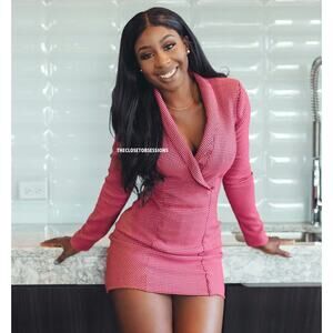 ZARA Printed Blazer Dress NWT Pink Blogger Favorite Size M